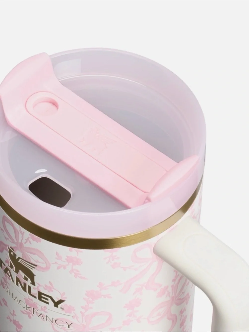 Stanley White and Pink Floral Insulated Travel Mug with Handle 40 OZ - Picture 2 of 3